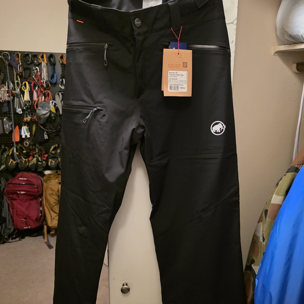 Mammut Black and White Stoney HS Thermo Ski Pants